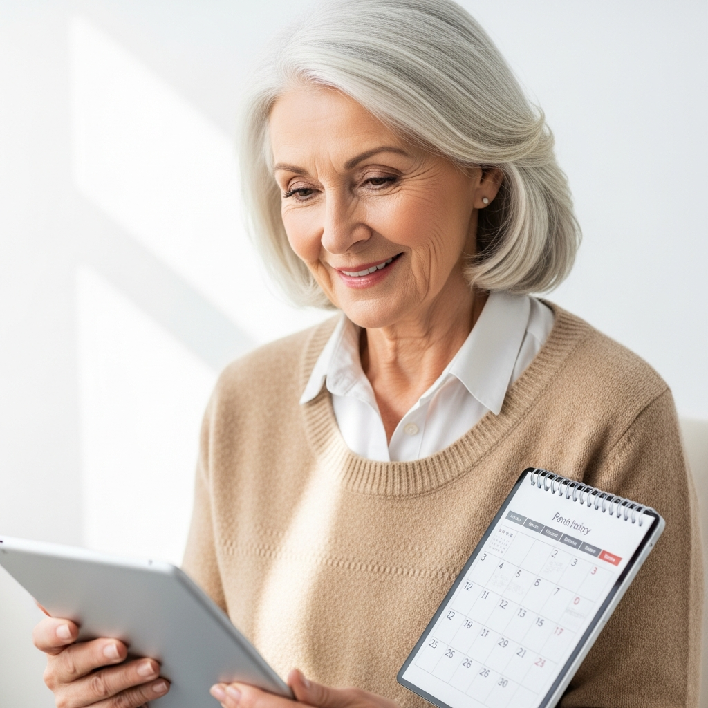 Senior woman organizing schedule